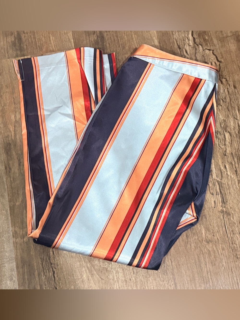 Striped Women's Leggings in Light Blue & Orange
